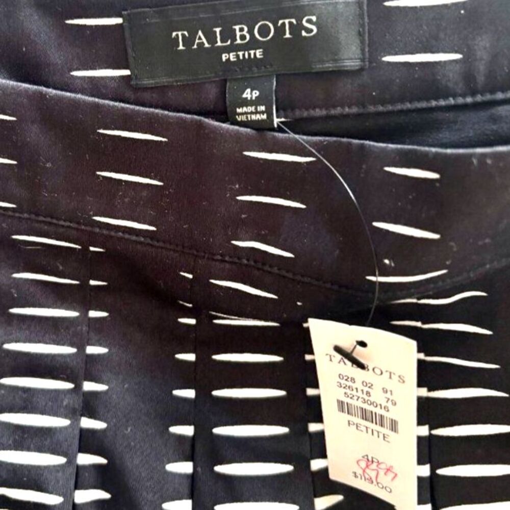 NWT Talbots Pleated Midi Skirt Optical Geometric Black White 4P $119 - Picture 4 of 6